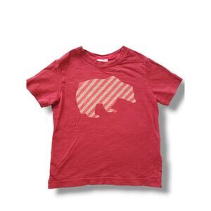 Hanna Andersson Boys 120 Size 6 Red Striped Bear Tee